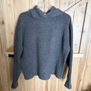 For The Republic Womens Grey Knit Hooded Oversized Sweater Size Medium